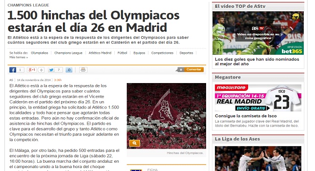 Περιμένουν χιλιάδες οπαδούς του Ολυμπιακού στη Μαδρίτη!