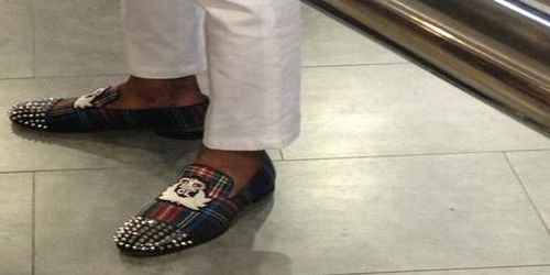 Barcelona’s player wears shoes with strass