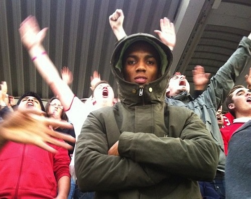 What Ashley Young is doing at the stands of St James Park?