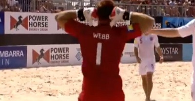 Beach soccer magic from goalkeeper!