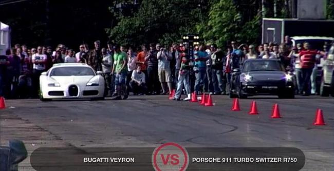 Bugatti Veyron εναντίον Porsche 911 turbo!!!