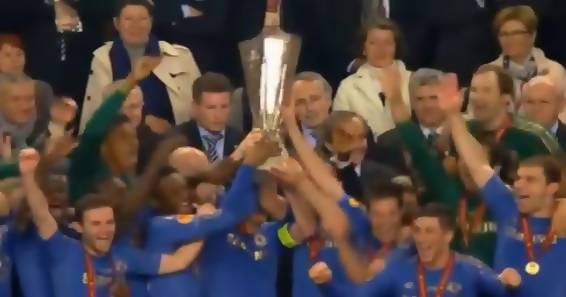 The moment Chelsea lift the Europa League trophy (video)