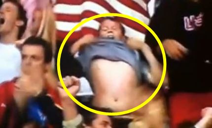 Little fan celebrates USA’s goal by taking his shirt off! (video)