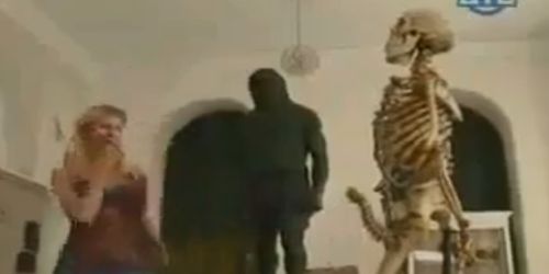 «Sexy»… prank  with a skeleton!