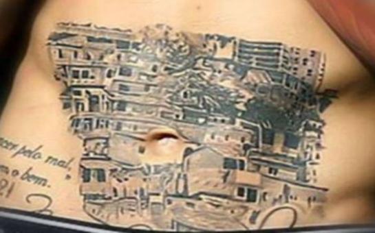 Footballer tattooed across Brazilian favela!