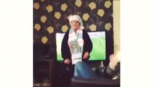 Pretending to Grandma that City scored at the start of the match! [vid]