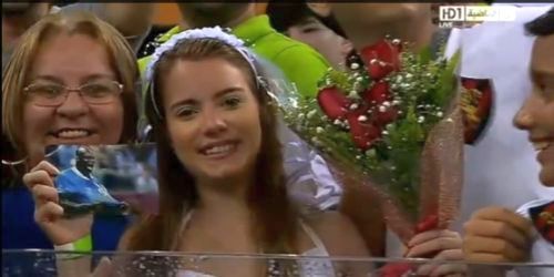 A young Brazilian girl asks Mario Balotelli to marry her