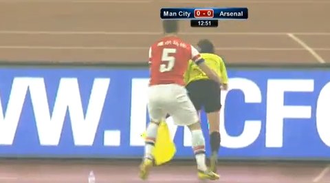 Vermaelen gets into a sexual pose with female ref!
