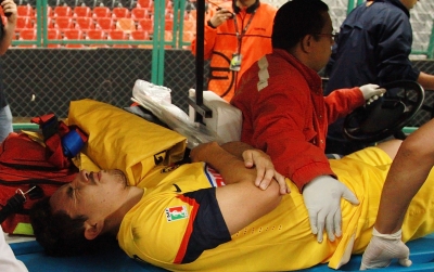 Horrible injury in football match in Mexico!!