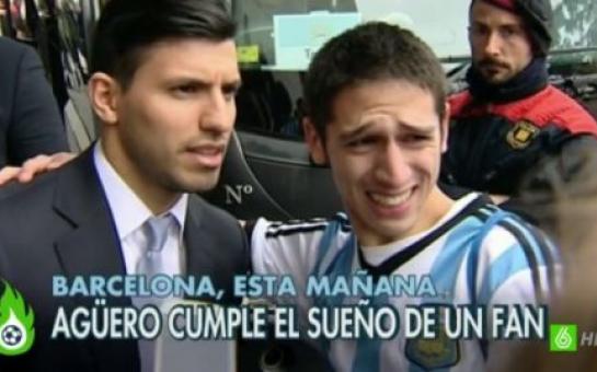 Argentina fan gets incredibly emotional at meet with Aguero [vid]