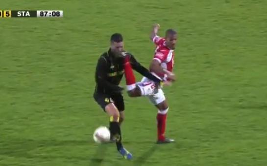 Donkey kick to the face gets player sent off!