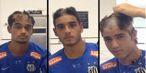 Neymar shaves new players heads in Santos