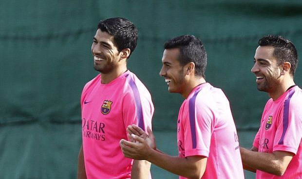 Luis Suárez first training with Barcelona! [video]