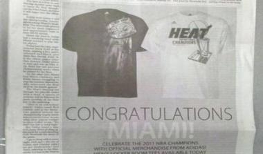 Συγχαρητήρια στο Μαϊάμι για τη… κατάκτηση του πρωταθλήματος έδωσε εφημερίδα!!!