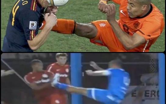 Brazilian defender gives horrific kick straight to the chest! [video]