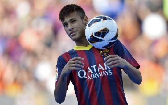 Neymar visiting the Sagrada Familia in Barcelona