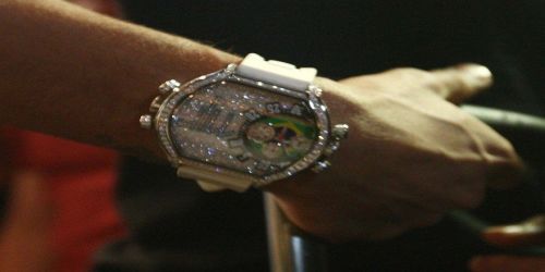 Famous footballer wears a diamond watch