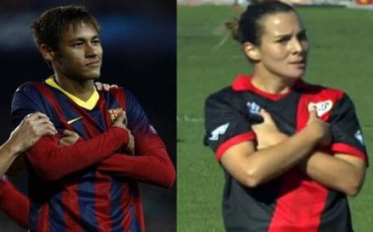 Neymar celebrates his goal like female footballer Priscilla