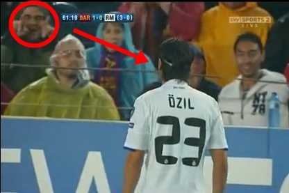 Ozil being mocked by a Barcelona fan!