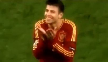 Pique blowing kisses to Shakira after the match…
