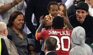 He first scores, then runs to celebrate with his family!