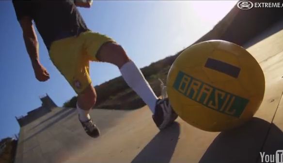 Skateboarding tricks while playing football! [video]