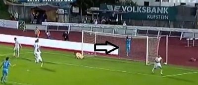The attacker of Slovenia wanted to play with the goalpost!!