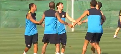 Amazing practice by Barcelona players!