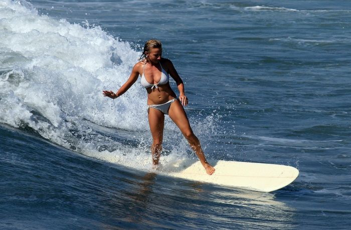 Surfing from a beautiful brunette!!!