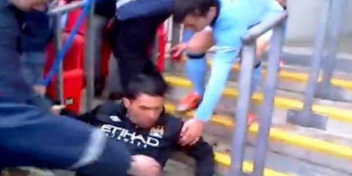 Carlos Tevez slipped on Wembley steps!